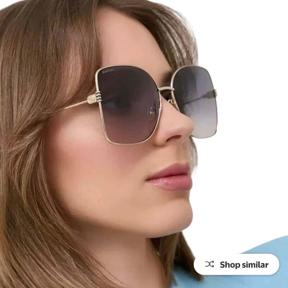 Gucci GG1282SA 003 Gold/Brown Gradient Butterfly Women's Sunglasses NWOT - Picture 2 of 8
